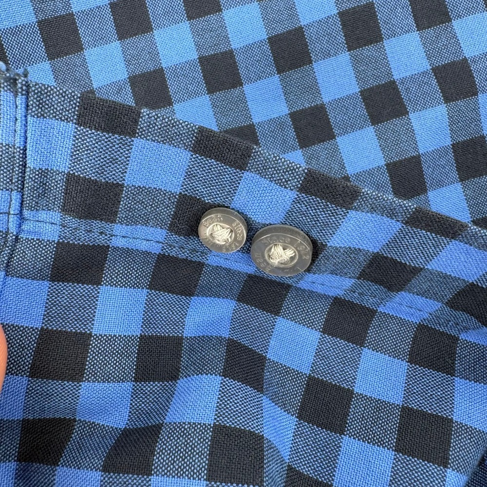 LL Bean Mens Traditional Fit Buffalo Check Flannel Shirt Blue Black Medium M-Reg - Picture 9 of 10
